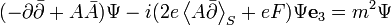 
(-\partial \bar{\partial}  + 
A \bar{A}) \Psi - i( 2e\left\langle A \bar{\partial} \right\rangle_S + eF) \Psi \mathbf{e}_3 = m^2 \Psi
