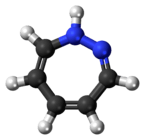 Ball-and-stick model of the 1,2-diazepine molecule