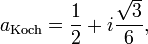 a_\text{Koch}=\frac{1}{2} + i\frac{\sqrt{3}}{6},