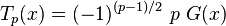 T_p(x) = (-1)^{(p-1)/2}\ p\ G(x)\,