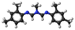 Ball-and-stick model of the amitraz molecule