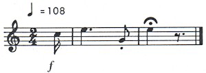 An image showing the music notation for the British Alarm