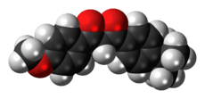 Space-filling model of the avobenzone molecule