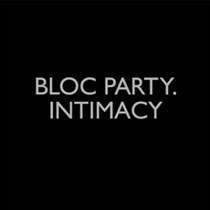 Black album cover, captioned "BLOC PARTY." and "INTIMACY" below it.