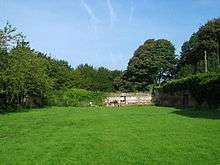 A view from the south of the Bank Hall walled garden looking towards the greenhouse area