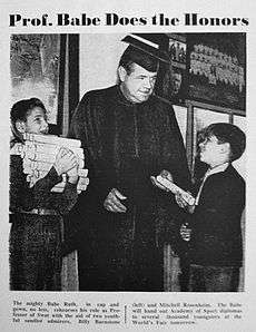 Willis Barnstone and friend with Babe Ruth circa 1939.