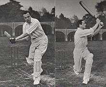 Two before and after pictures of a cricketer pulling a ball