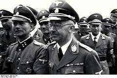 Photo of the 1941 SS tour of the Mauthausen concentration camp led by Heinrich Himmler; Otto Kumm (shown in  front row, left), Wilhelm Bittrich and Paul Hausser took part in the tour