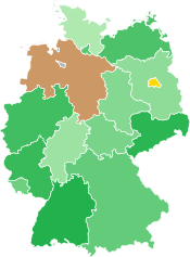 A coloured map of the states of Germany