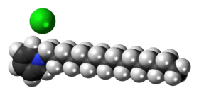 Space-filling models of the component ions of cetylpyridinium chloride