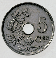 Photo of 5 Centimes Coin with name A. Michaux.