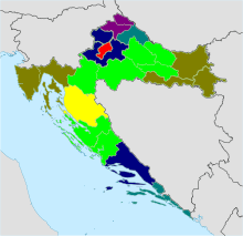 Map with red spot in upper center reflecting Zagreb's population density of over 1200 people per square kilometer