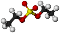 Space filling molecular structure of diethyl sulfate.