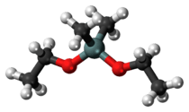 Ball-and-stick model of the dimethyldiethoxysilane molecule