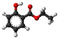 Ball-and-stick model of the ethyl salicylate molecule