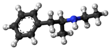 Ball-and-stick model of etilamfetamine molecule