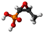 Ball-and-stick model of the fosfomycin molecule