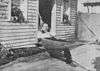 Fritz Theile in a hammock in front of his Velodrome Steglitz shed-home.