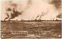 The German Seventh Half Flotilla cruising at sea consisting of five torpedo boats one of which did not take part in the Battle off Texel