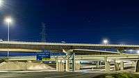 Anthony Henday Drive interchange over Yellowhead Trail, Strathcona County immediately east of Edmonton, Alberta. Construction was completed in 2016.