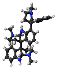 Ball-and-stick model of the hodgkinsine molecule