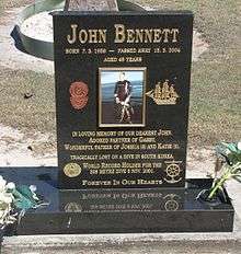 John Bennett Memorial Port Douglas Cemetery.