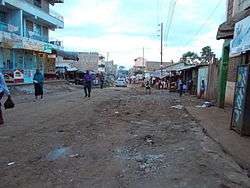 A typical side street in Kasarani, Nairobi, Kenya.