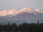 Snow-capped mountains in Kootenai National Forest.