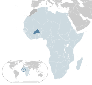 Location of  Burkina Faso  (dark blue)– in Africa  (light blue & dark grey)– in the African Union  (light blue)  –  [Legend]