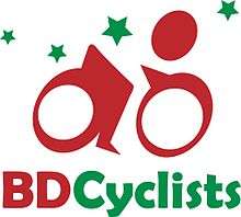 The logo contains stars, a cyclist riding a bicycle and the group name in abbreviated form. The rider bending forwards implies that the rider is on the move towards a unique destination.