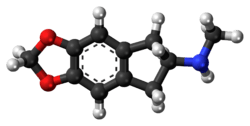 Ball-and-stick model of the MDMAI molecule