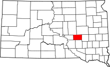 Map of South Dakota highlighting Jerauld County