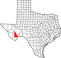 Map of Texas highlighting Buchel County