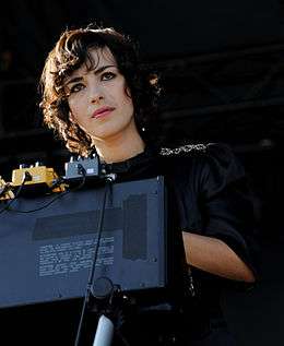 Mira looking out from the stage at Ottawa Bluesfest in 2008