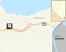 Nevada State Route 172 runs west to east near the Hoover Dam