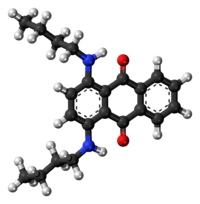 Ball-and-stick model of the Oil Blue 35 molecule