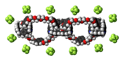 Ball-and-stick models of the component ions of olympiadane