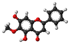 Ball-and-stick model of oroxylin A