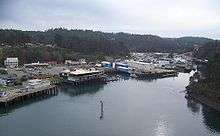 photo of the outer Noyo Harbor which serves the commercial fishing industry