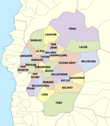 Political map of Abra province showing its component municipalities