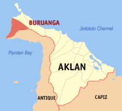 Map of Aklan showing the location of Buruanga