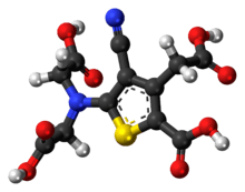 Ball-and-stick model of the ranelic acid molecule