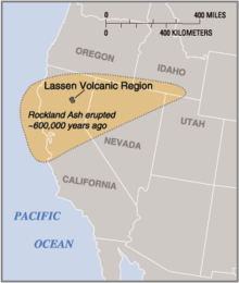 Map of the western United States with a large oval over northern California and Nevada