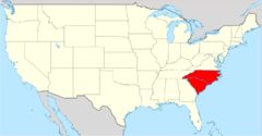 Map showing range of Sarracenia jonesii