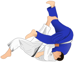 Vector illustration of Sumi-gaeshi Judo sacrifice throw.