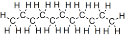 Skeletal formula of undecane with all implicit carbons shown, and all explicit hydrogens added