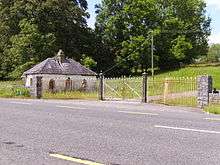 Gatehouse and gate of Woodbrook House