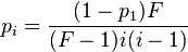 p_i=\frac{(1-p_1)F}{(F-1)i(i-1)}