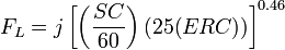 F_L=j\left [\left(\frac{SC}{60}\right) (25(ERC))\right ]^{0.46}