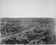 A view of a ruined town.